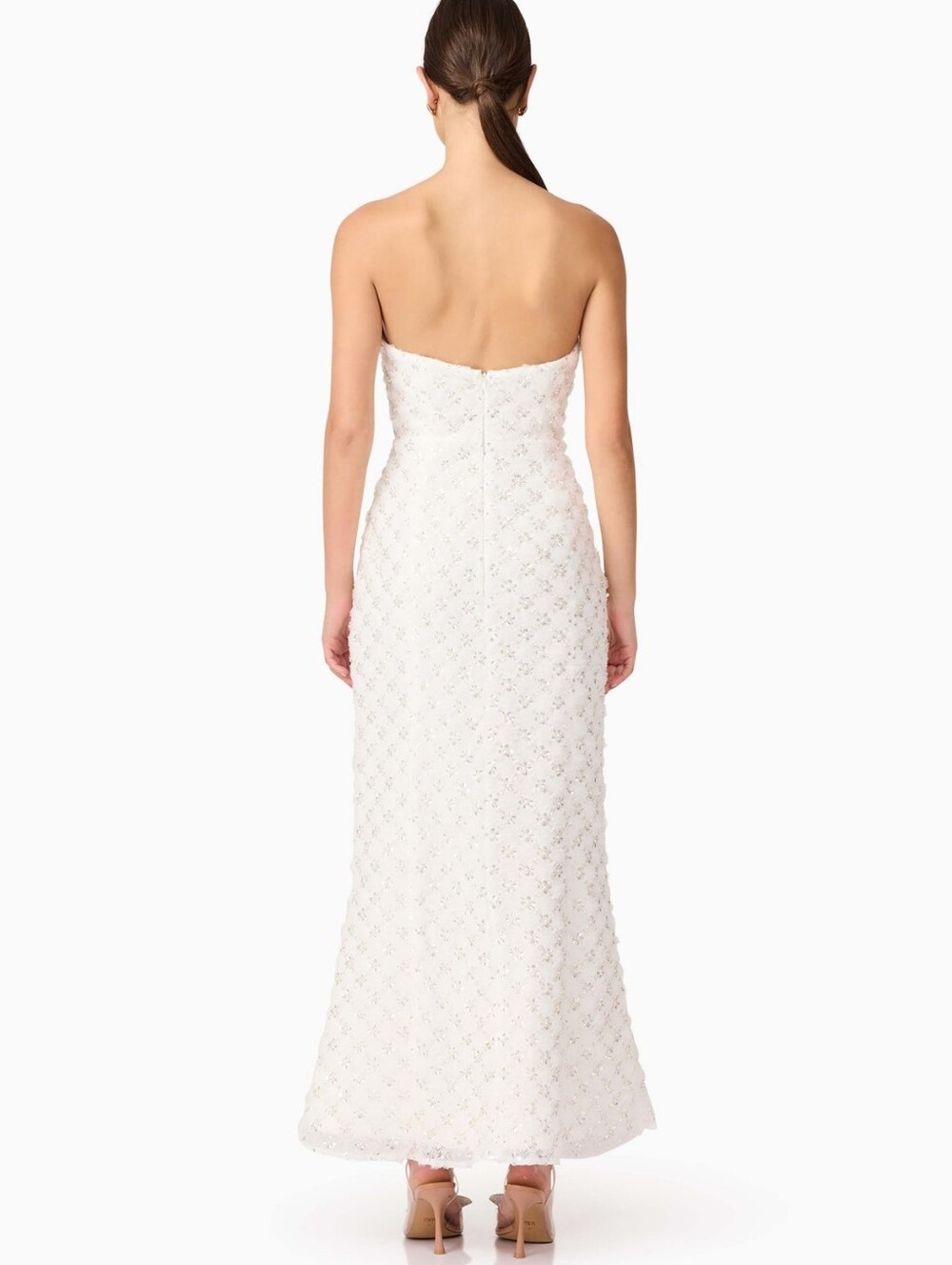 ELLIATT Lola Embellished Strapless Gown White Maxi Formal Size M NWT - Picture 4 of 14